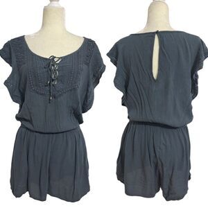 American Eagle Outfitters Women Rusty Teal Boho Romper Pockets Travel Vacation M